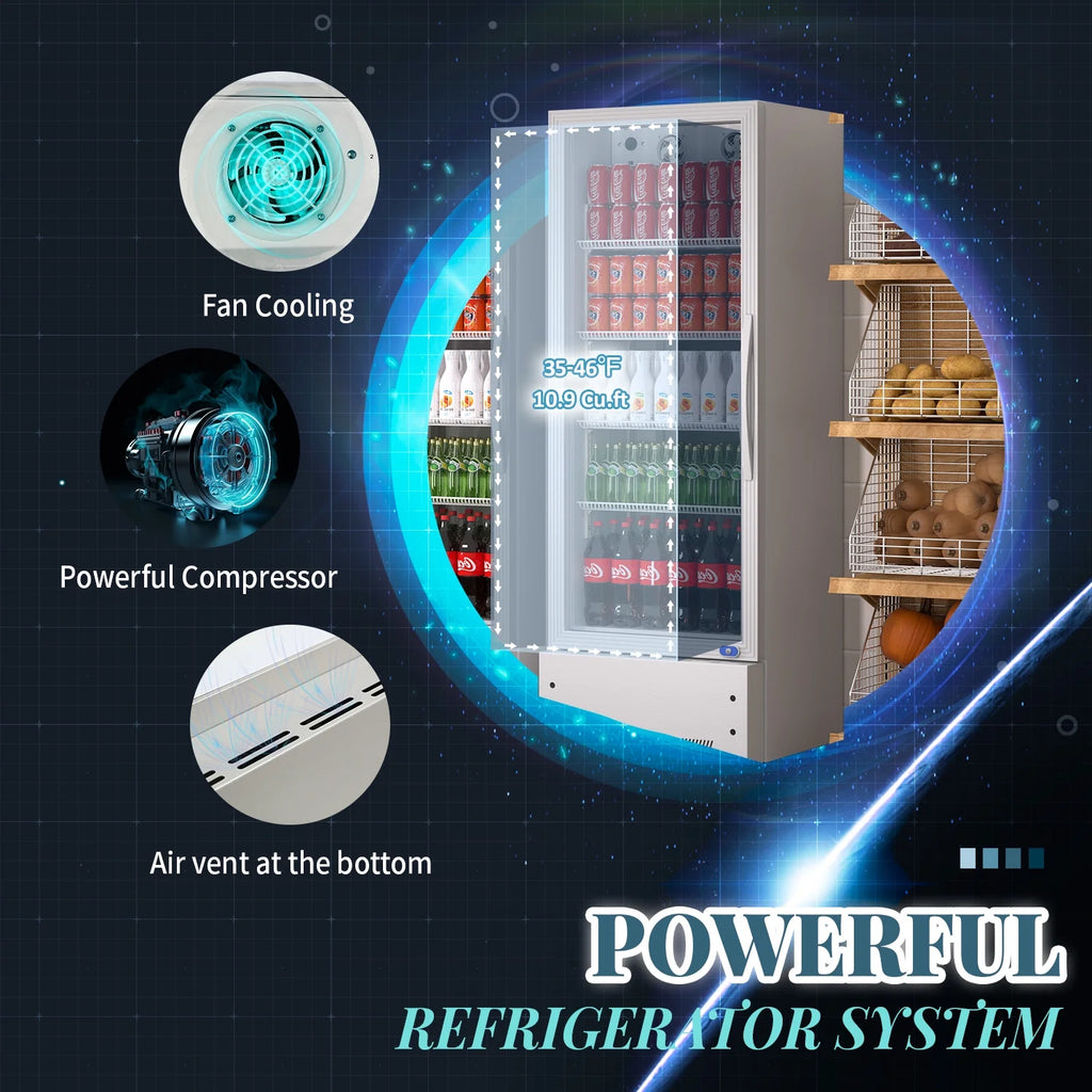 11 Cu.Ft Commercial Beverage Refrigerator with Lock and Wheels F8618