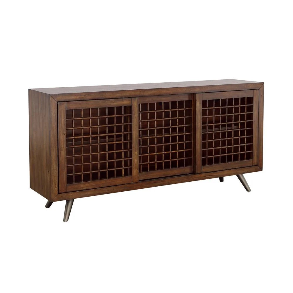 Brown Wood Credenza with Sliding Doors F2197