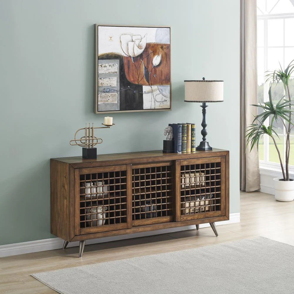 Brown Wood Credenza with Sliding Doors F2197