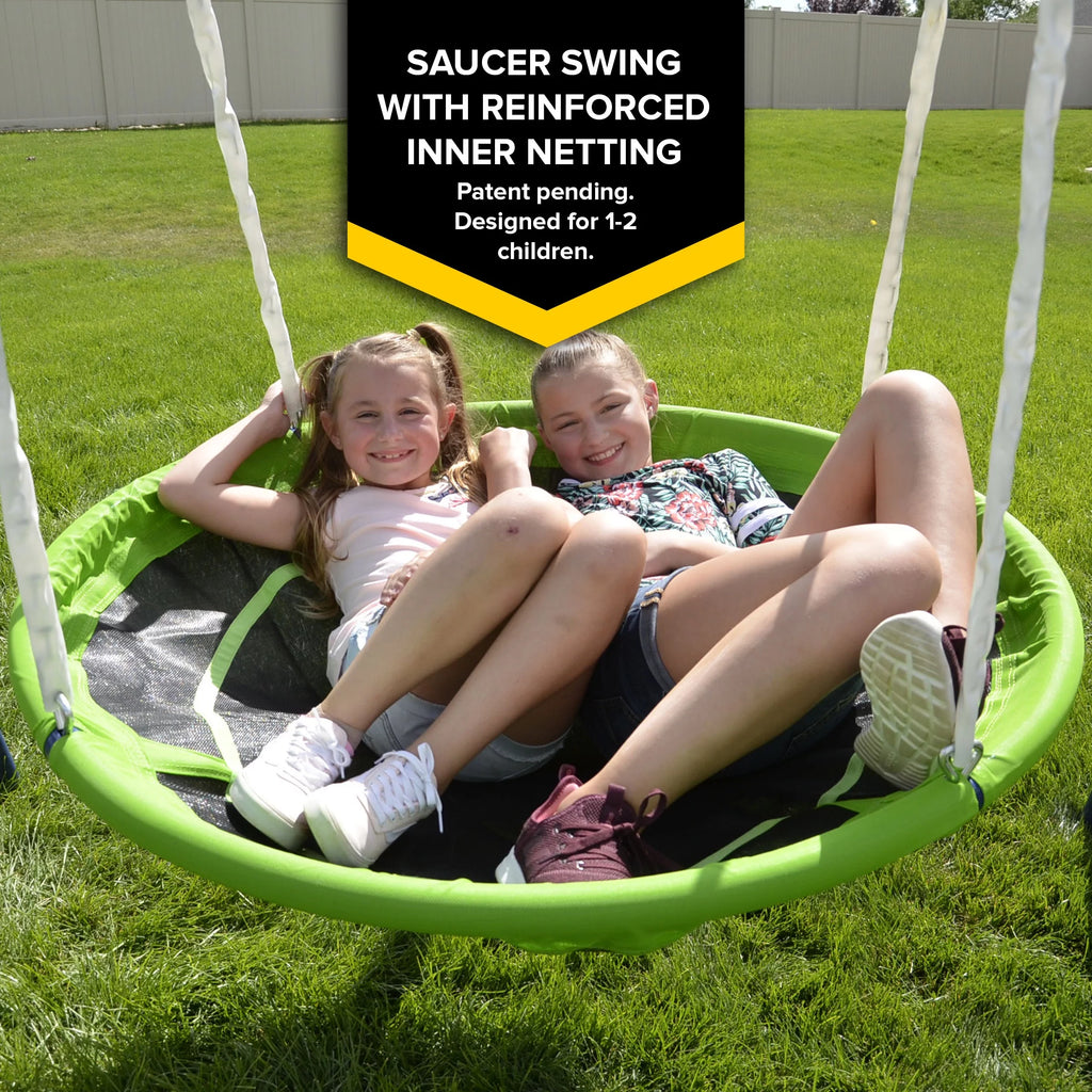 Metal Swing Set with Glider and Slide F341379