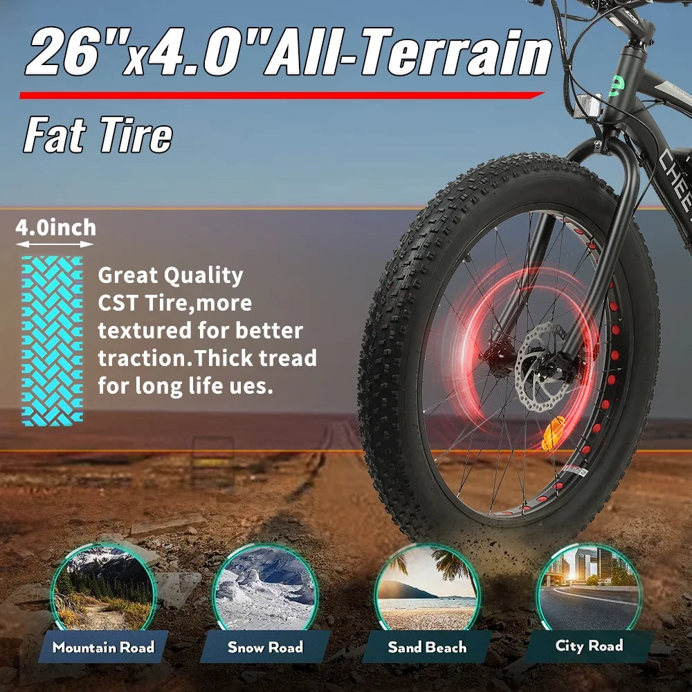 26 In. Fat Tire Electric Bicycle M34243