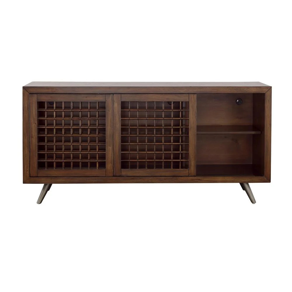 Brown Wood Credenza with Sliding Doors F2197