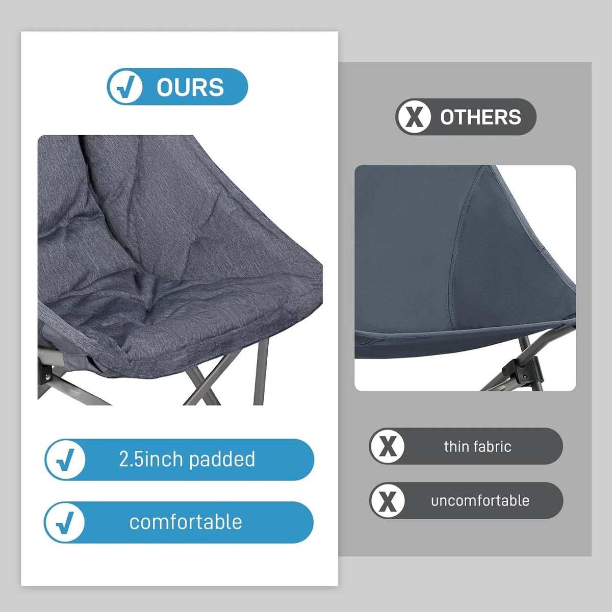 Folding Camping Chairs with High Back, 250LBS U844