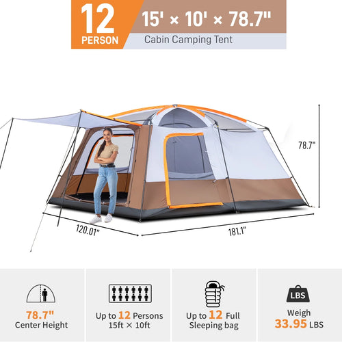 10 Person Multi Room Tent with Carry Bag M531948