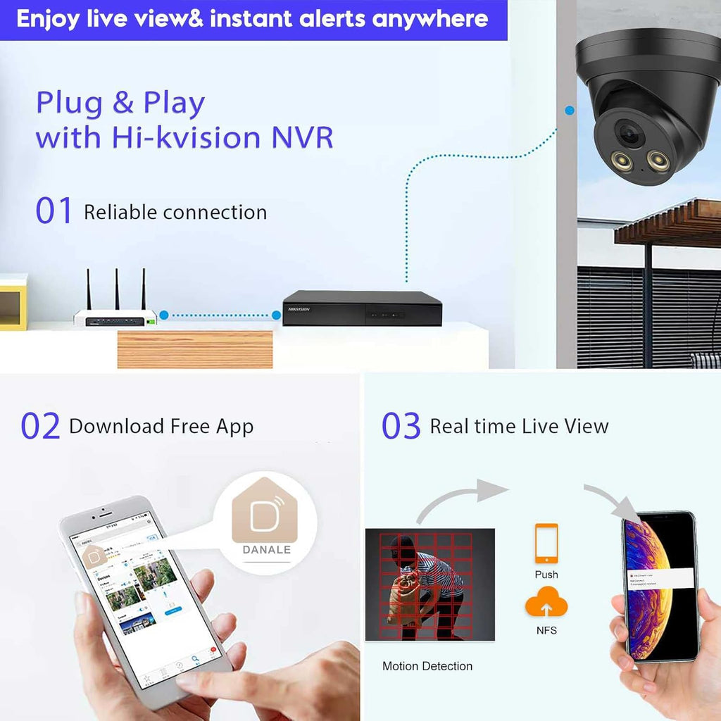 4K 8MP Full Color Night Vision POE IP Security Camera, 2.8mm Fixed Lens, Built-in Mic, IP67 Waterproof G24020