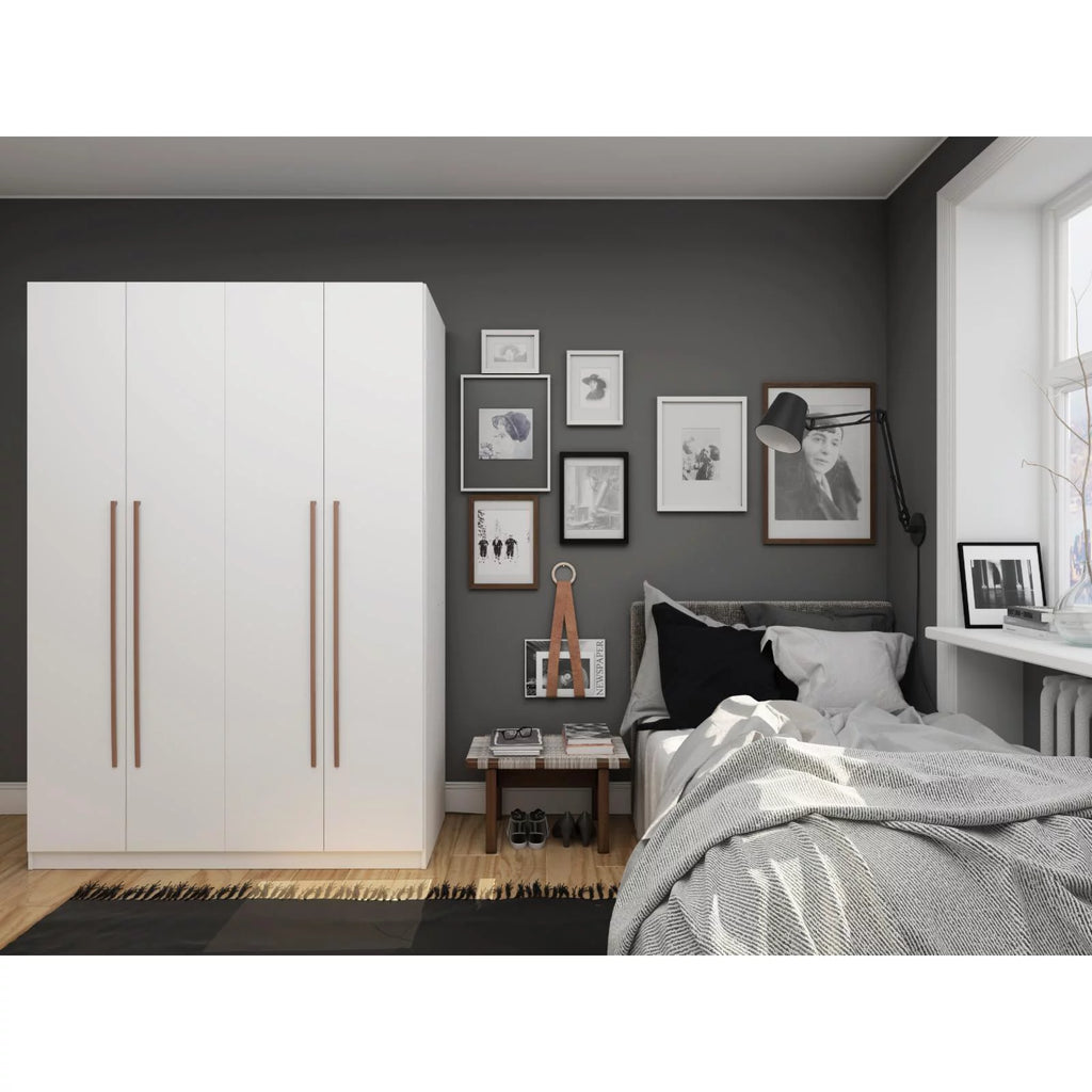 White Wood Wardrobe Armoire Closet S864