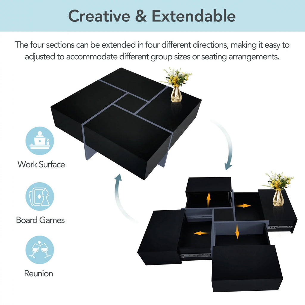 Unique Design Coffee Table with 4 Hidden Storage Compartments S775