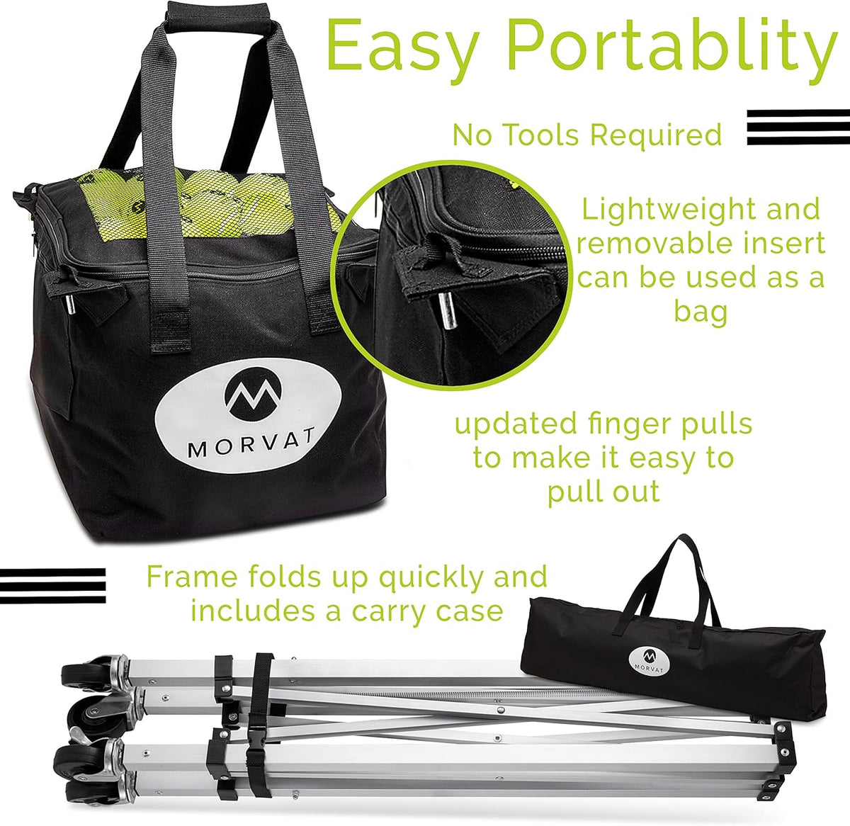 Tennis Ball Cart Holds 150 Balls with Carry Bag B508