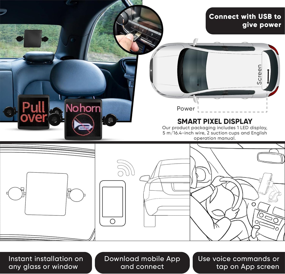 Smart LED Display 64X64 pix with Voice and Mobile App Remote Control Q5395
