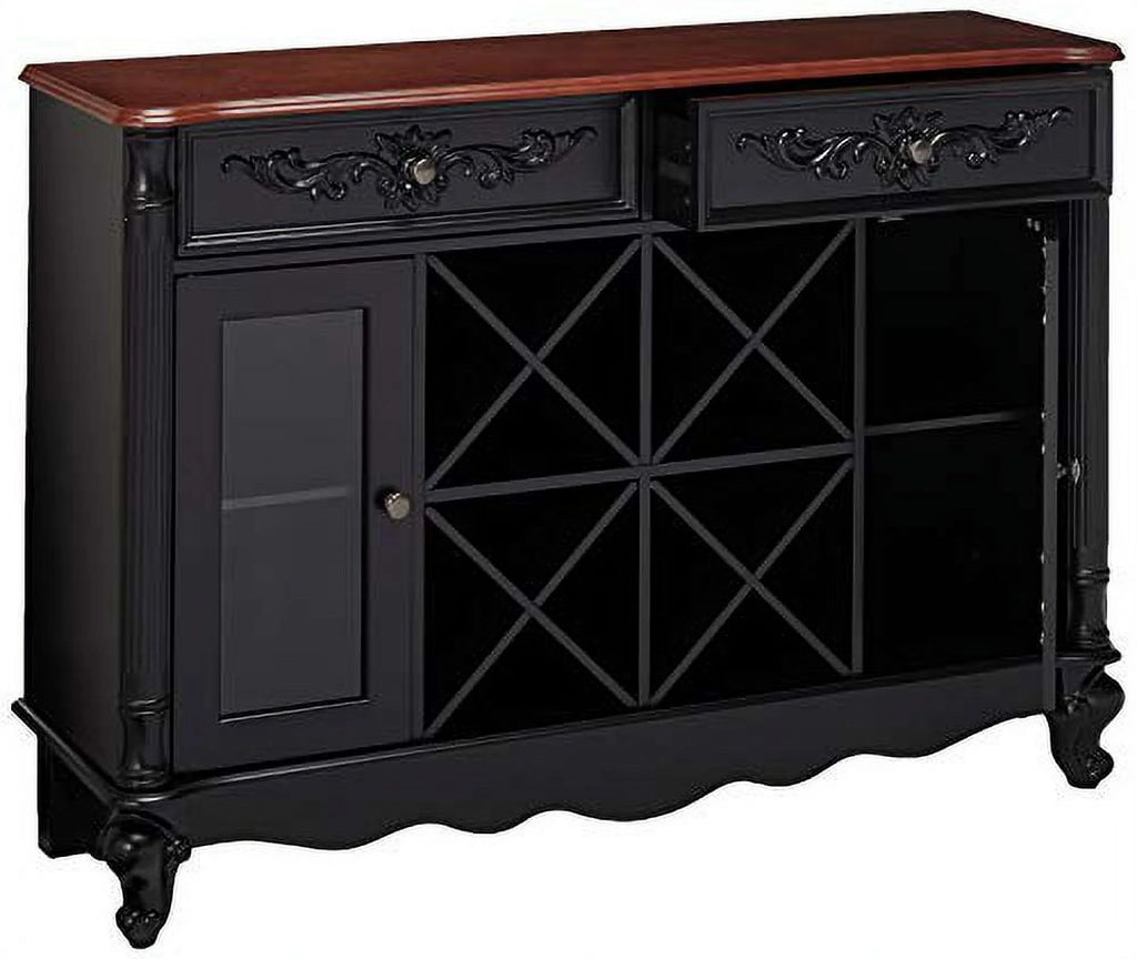 Black Walnut Buffet Server Wine Cabinet Console Table N32846