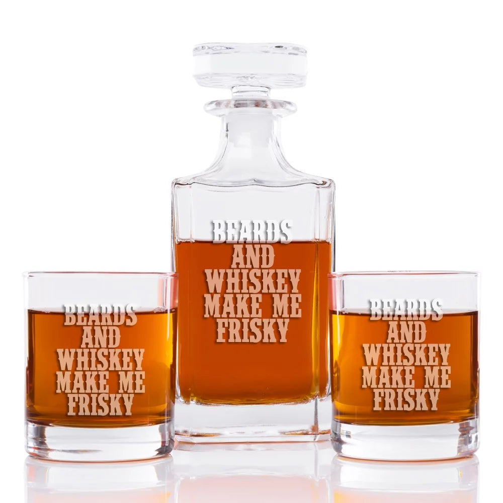 26 oz. Classic Square Decanter and Rocks Glasses Set of 3 I197345