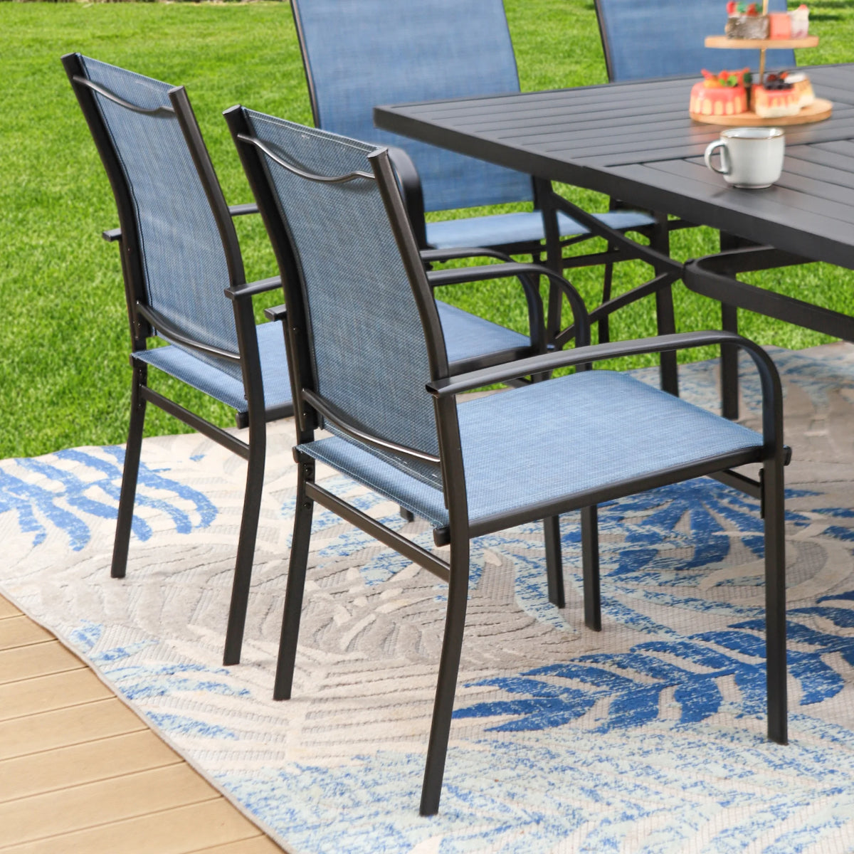 9-Piece Outdoor Patio Dining Set with Steel Table & Textilene Chairs S85773