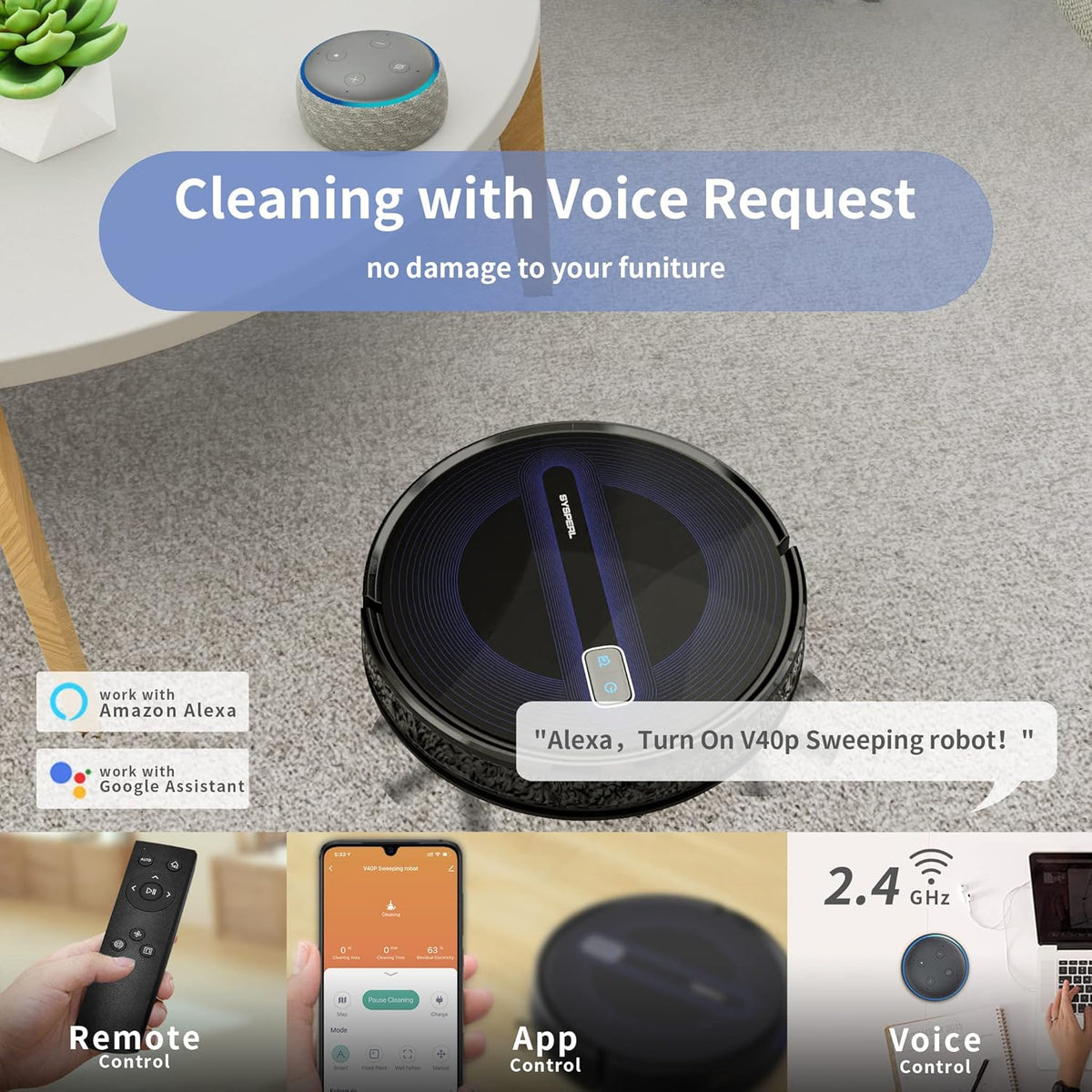 2600Pa Wi-Fi Robot Vacuum Cleaner with Carpet Detection O99061