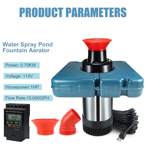 1HP 110V Stainless Steel Floating Pond Fountain Aerator N932