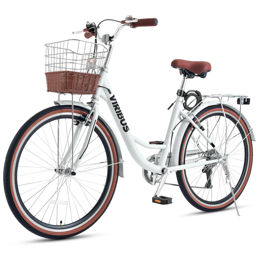 26 Inch 7 Speed Cruiser Bicycle with Basket U263698