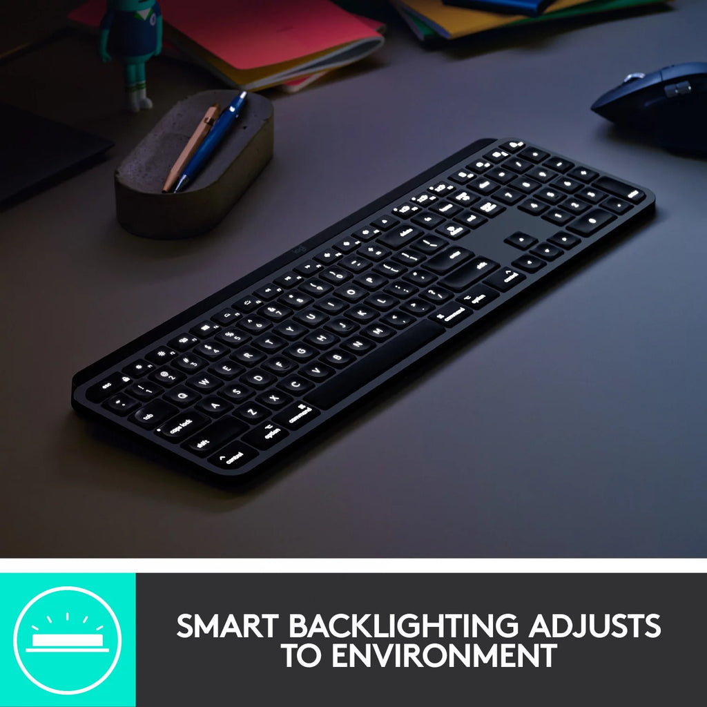 Wireless Illuminated Keyboard, Backlit LED Keys, Bluetooth, USB-C, Metal Build - Space Gray E6650