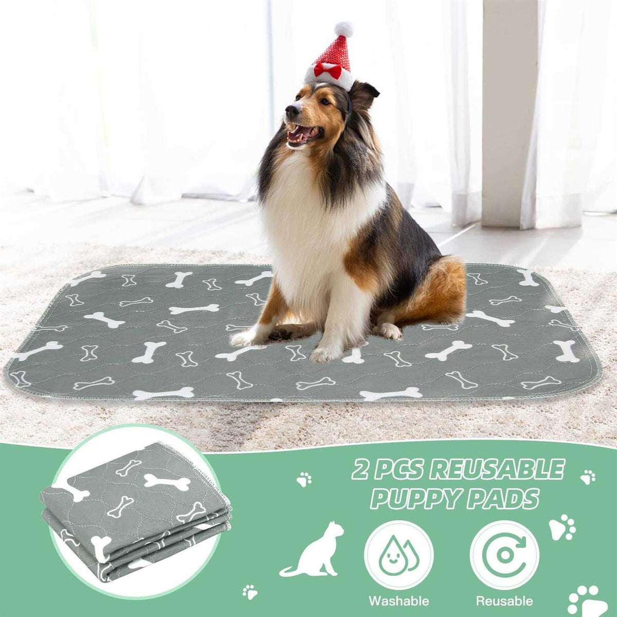 Washable Reusable Non-Slip Dog Pee Pads 2 Pack H12634