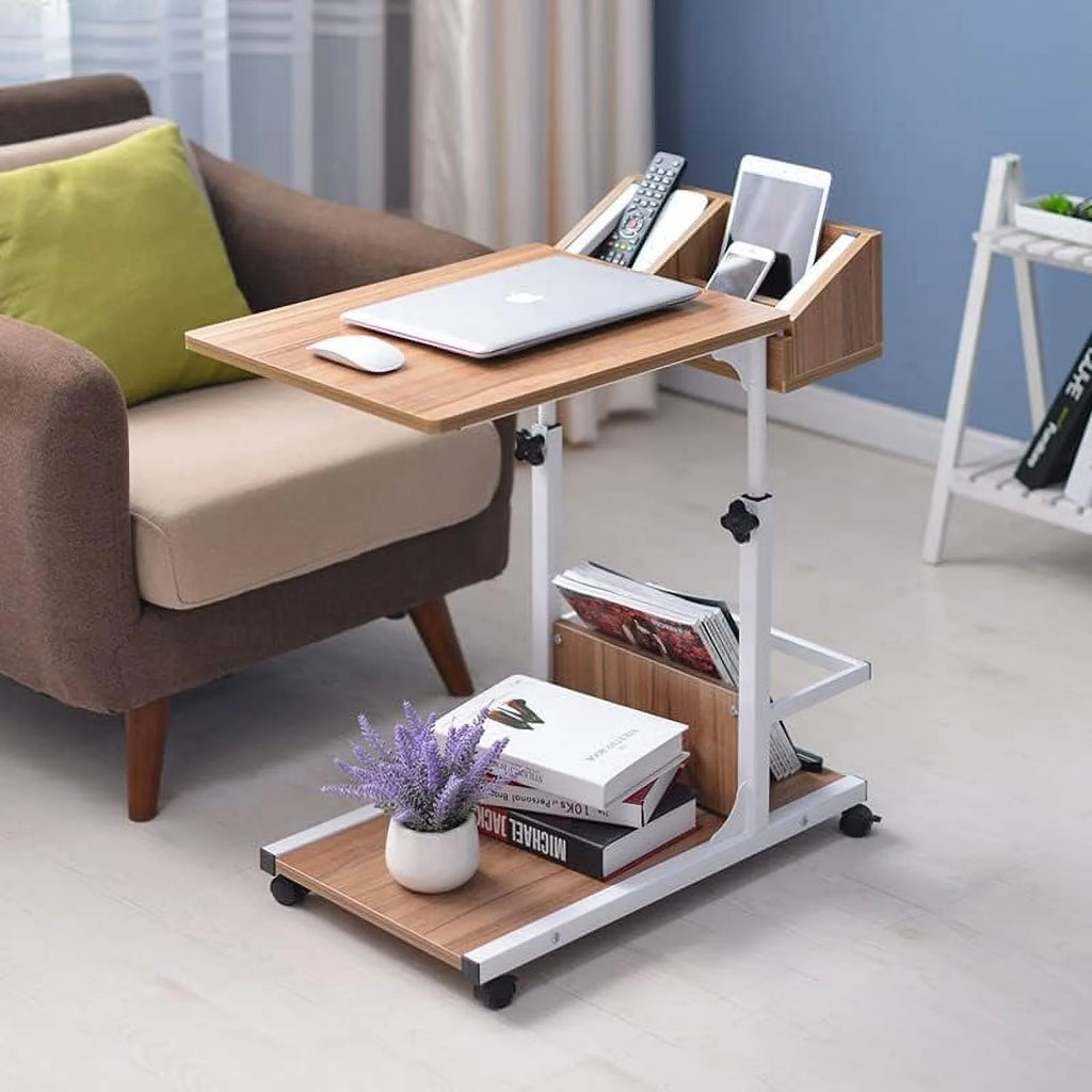 C Shaped Height Adjustable Side Table with Wheels Z269695