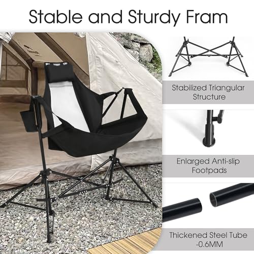 Oversized Blue Hammock Camping Chair with Stand and Storage Bag M42380