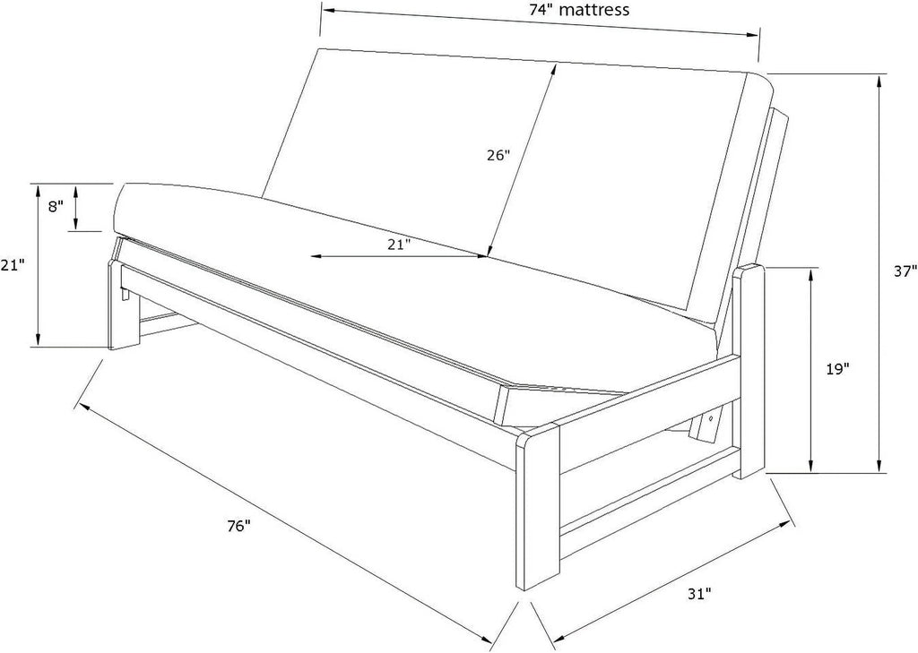 Mocha Full Size Futon Frame with Mattress N847
