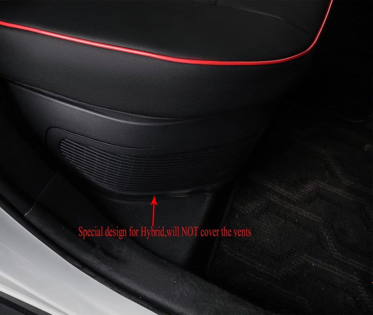 Waterproof Leather Car Seat Covers Full Set Black with Red Piping B50696