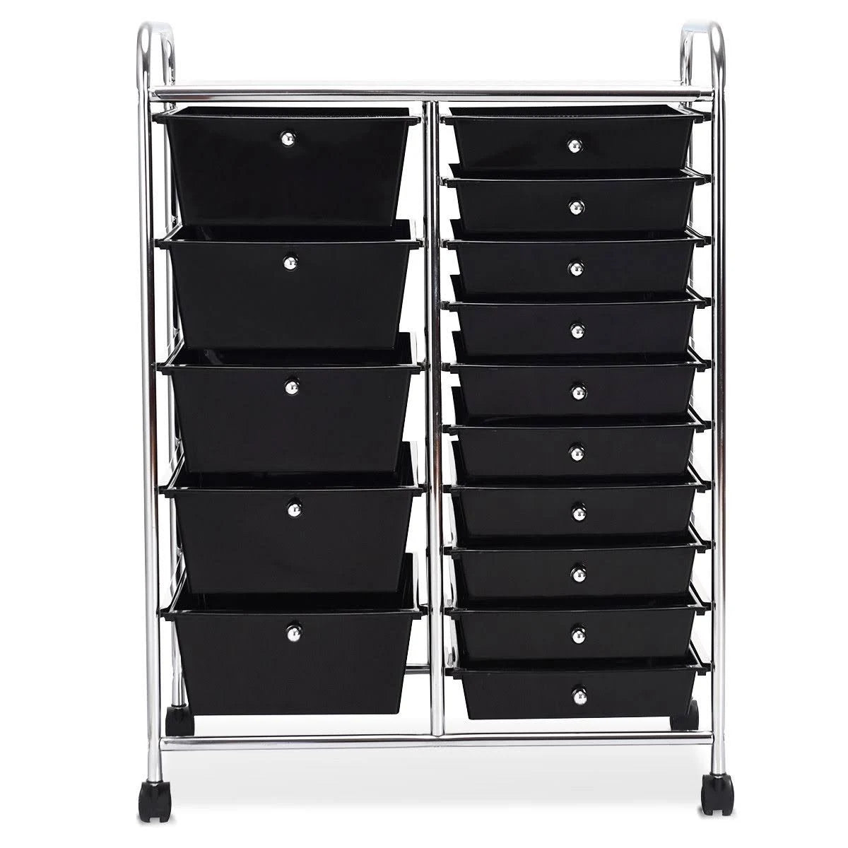 Black 15 Drawer Rolling Storage Cart S3973