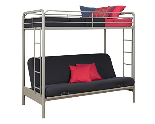 Black Twin-Over-Futon Convertible Couch and Bed with Metal Frame I106