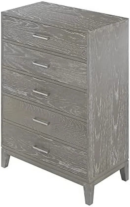 Grey 5-Drawer Dresser Chest of Drawers with Metal Handles N192