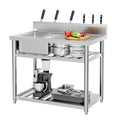 Stainless Steel Freestanding Utility Sink with Workbench Drawer Double Shelves K6624