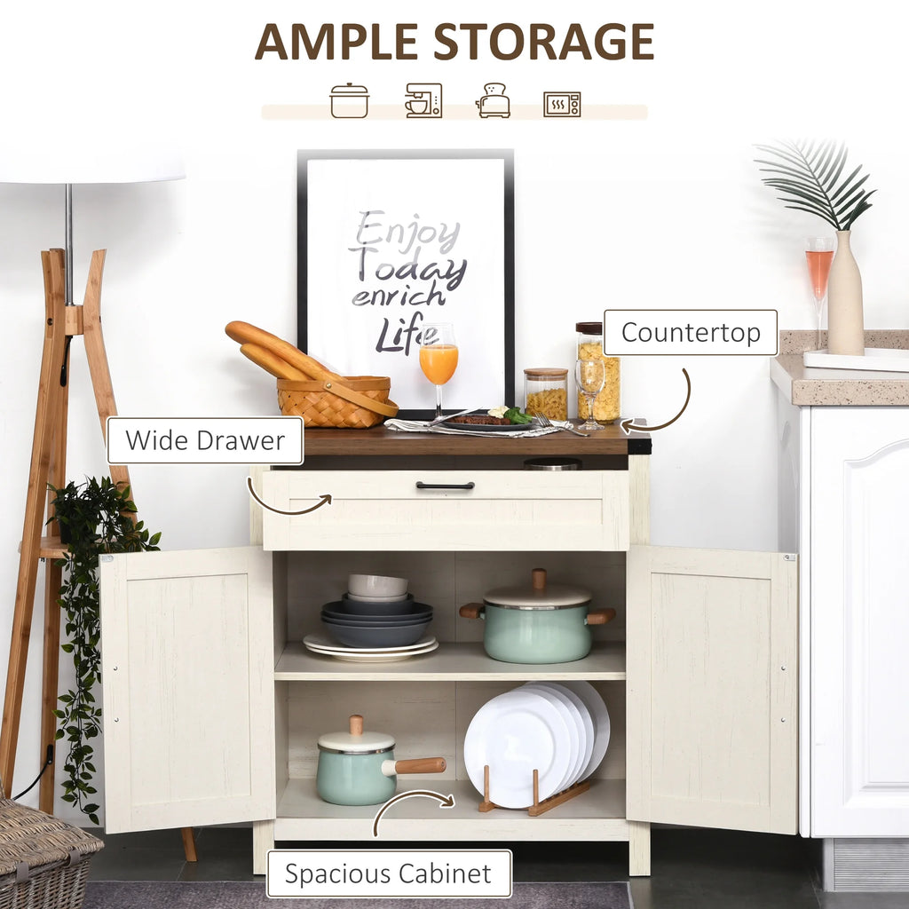 White Wooden Sideboard Buffet Cabinet with Drawer and Adjustable Shelf Y9168