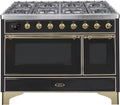 48 Dual Fuel Propane Gas Range Glossy Black Brass Trim Y340