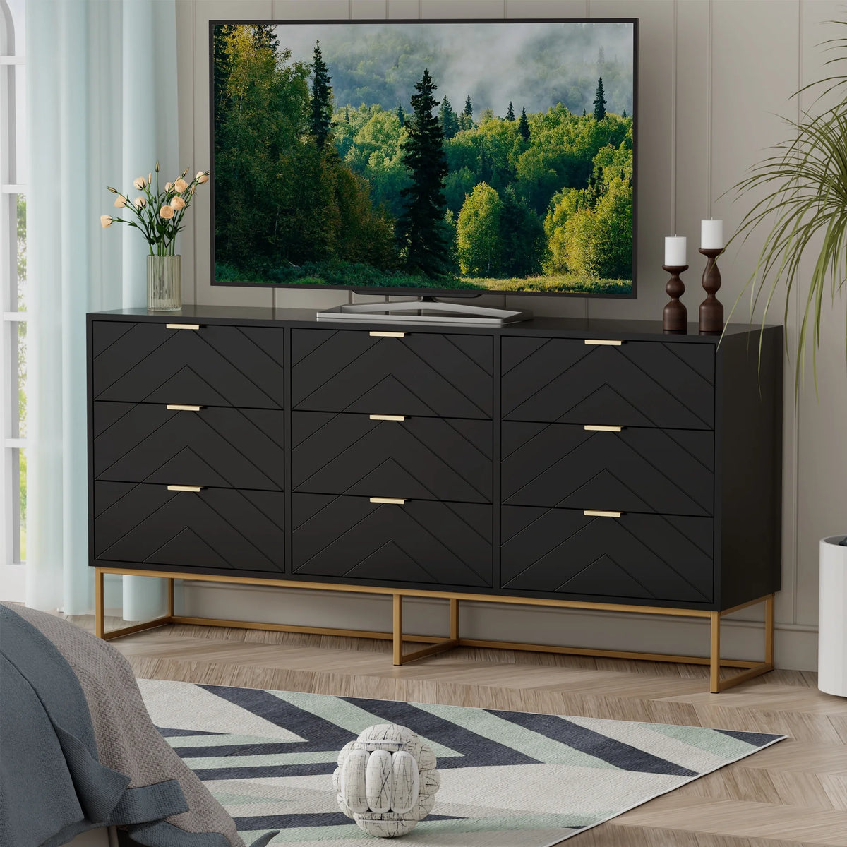 White 9 Drawer Wood Dresser A745899