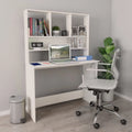 White Engineered Wood Desk with Shelves Z755