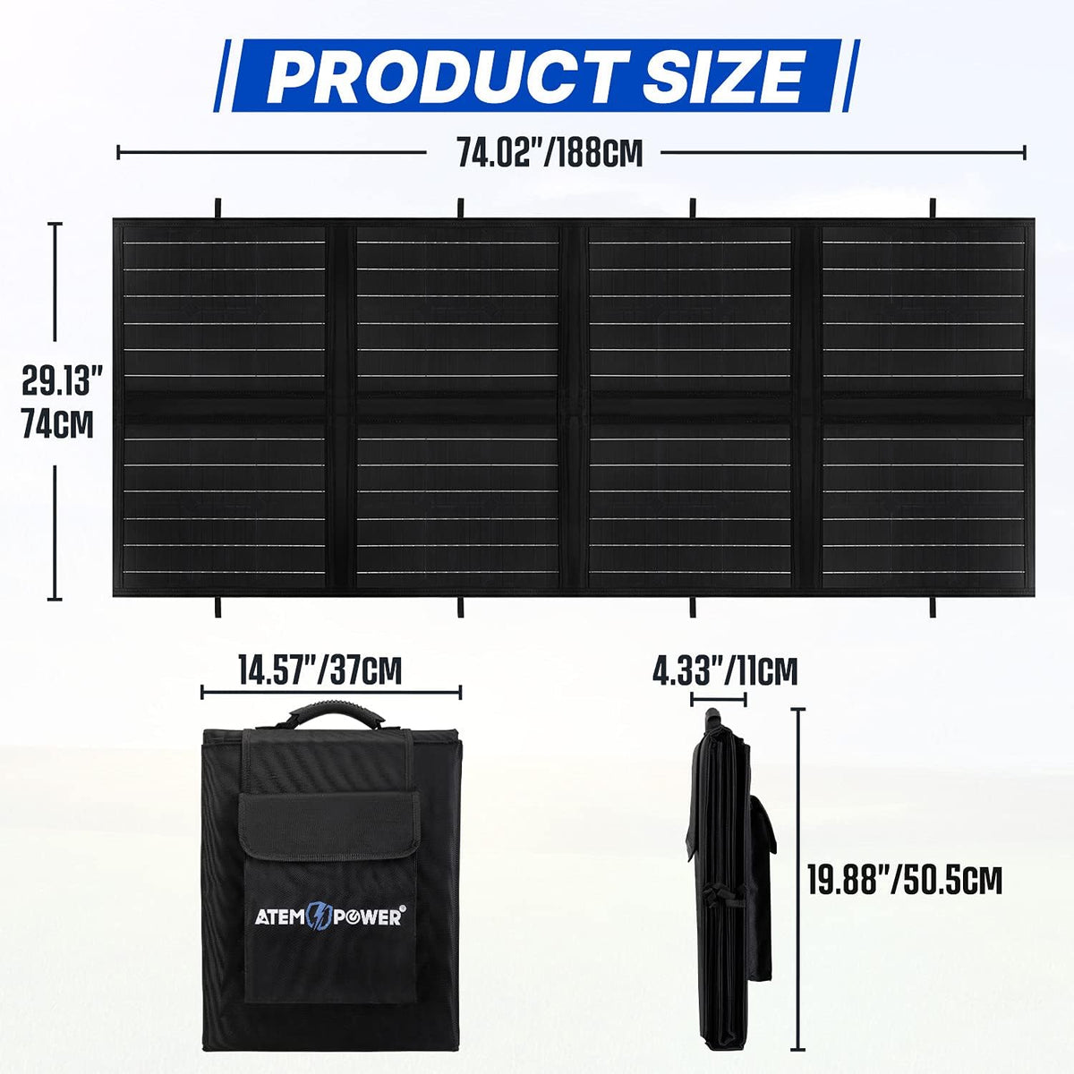 200W Portable Foldable Monocrystalline Solar Panel with 20A MPPT Charger Controller U2204