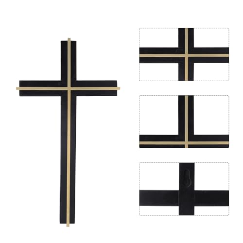 Handmade Black Gold Wooden Wall Cross U7496