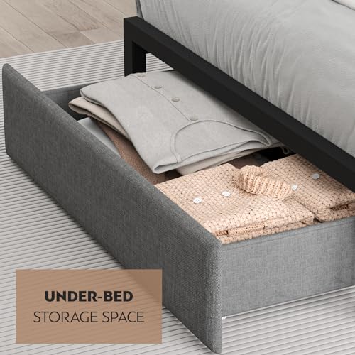 Twin Size Storage Platform Bed Frame with Headboard B83199