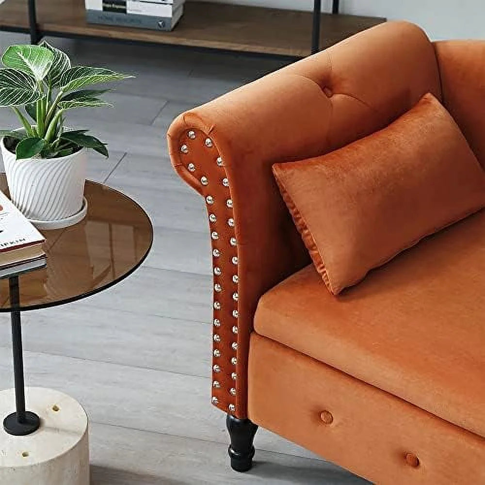 60.6" Tufted Velvet Indoor Chaise Lounge Chair R1770
