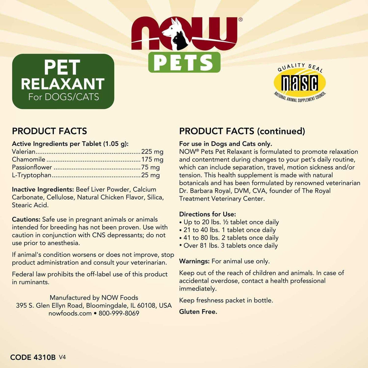 Pet Relaxant for Dogs/Cats T1834
