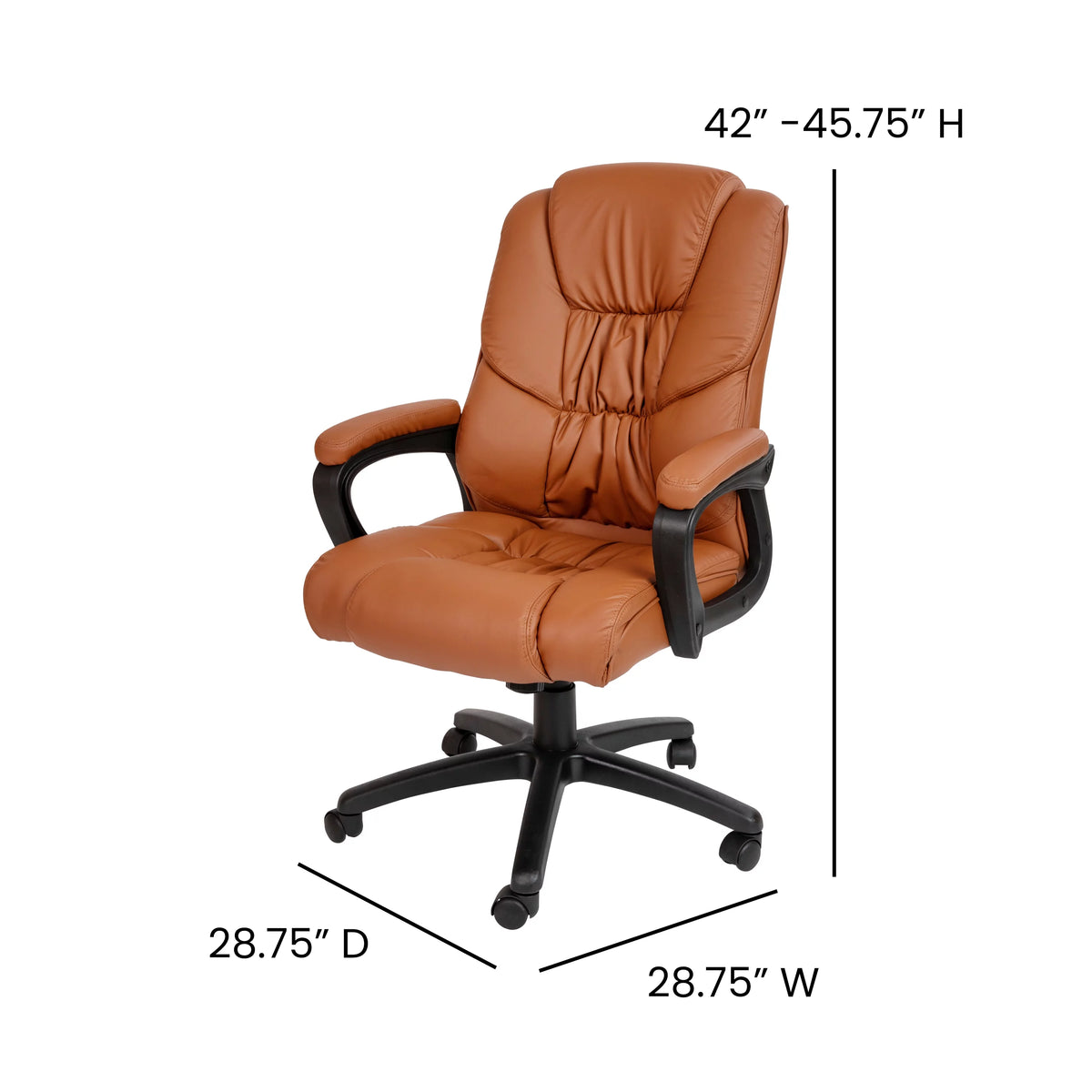 Brown LeatherSoft Swivel Office Chair with Padded Arms V228184