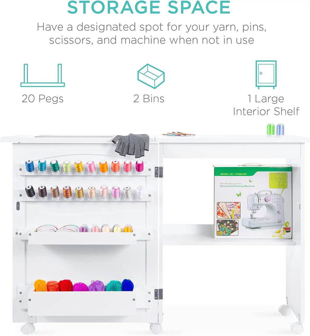 Folding Sewing Table White Y3871