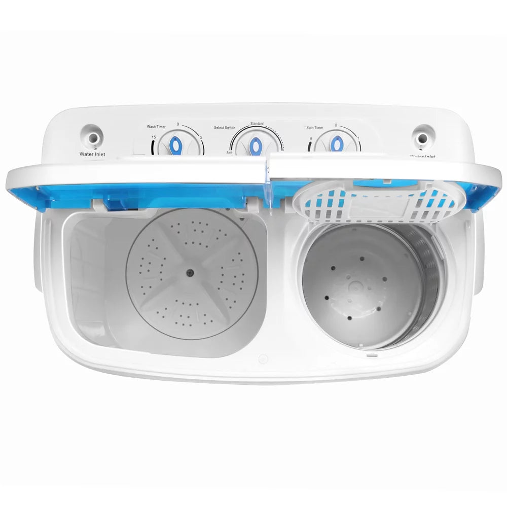Portable 15lbs Mini Twin Tub Compact Laundry Washer, Blue J6836