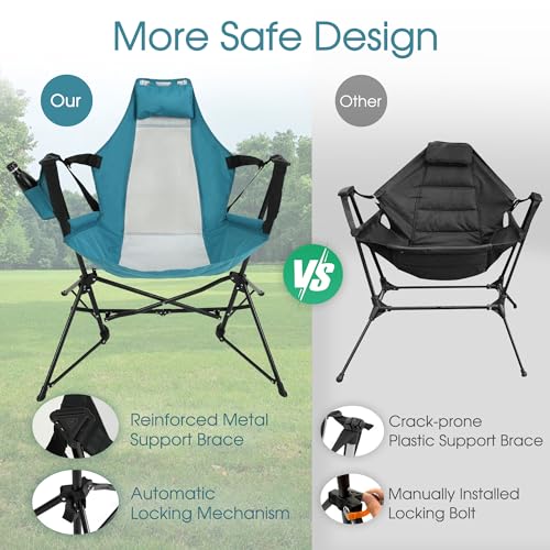 Oversized Blue Hammock Camping Chair with Stand and Storage Bag M42380