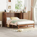 Full Size Walnut Murphy Bed with Charging Station and Drawers Q2726