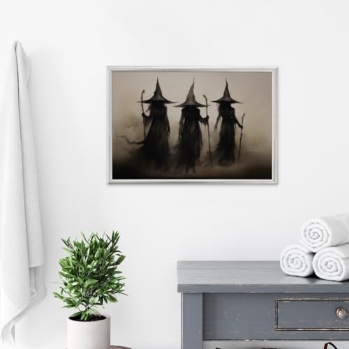 Halloween Wall Art Print Three Witches In The Forest Canvas 24x36inch Unframed W3035
