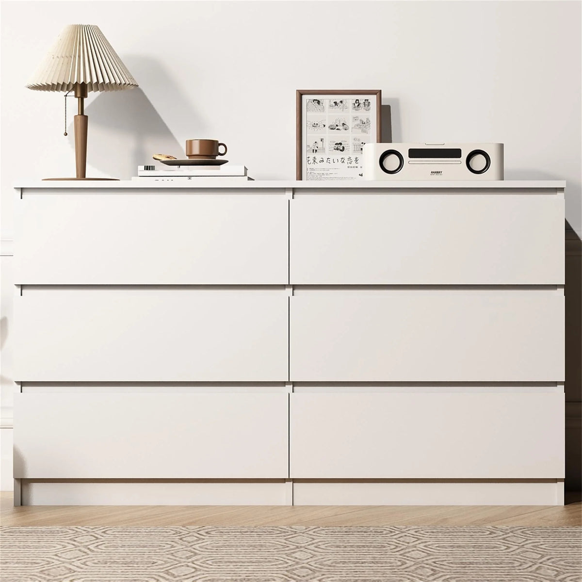 White 6 Drawer Dresser B211