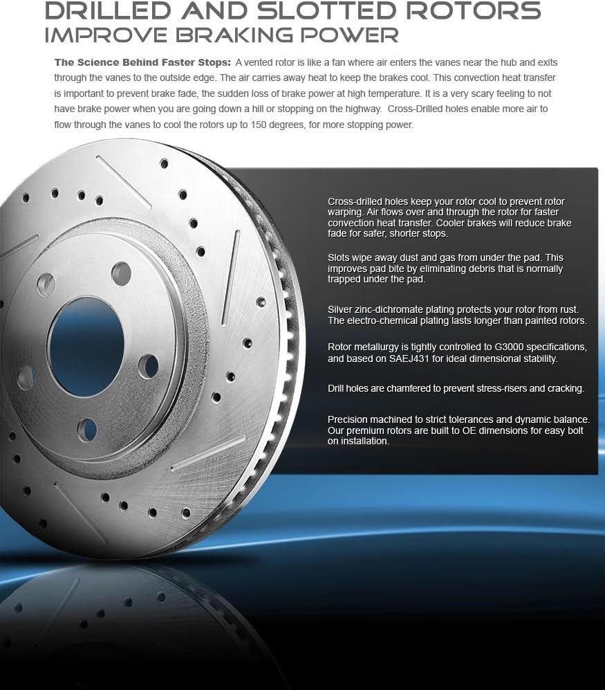 350mm Front + 344.6mm Rear Drilled Slotted 6 Lug 4 Rotors I176959
