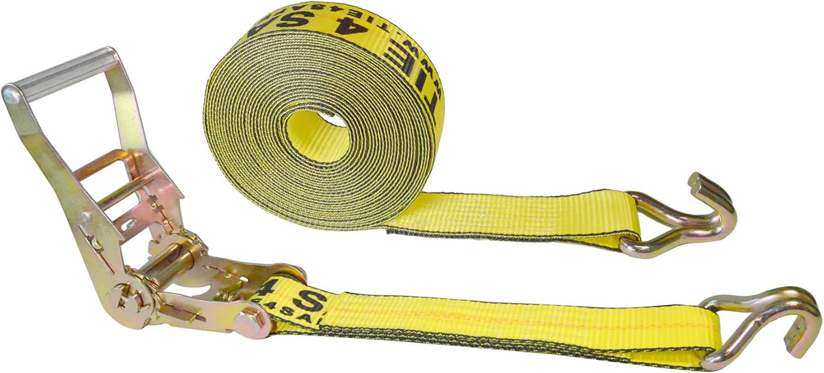 2” x 30’ Double Wire J Hook Ratchet Straps, 4 Pack B846