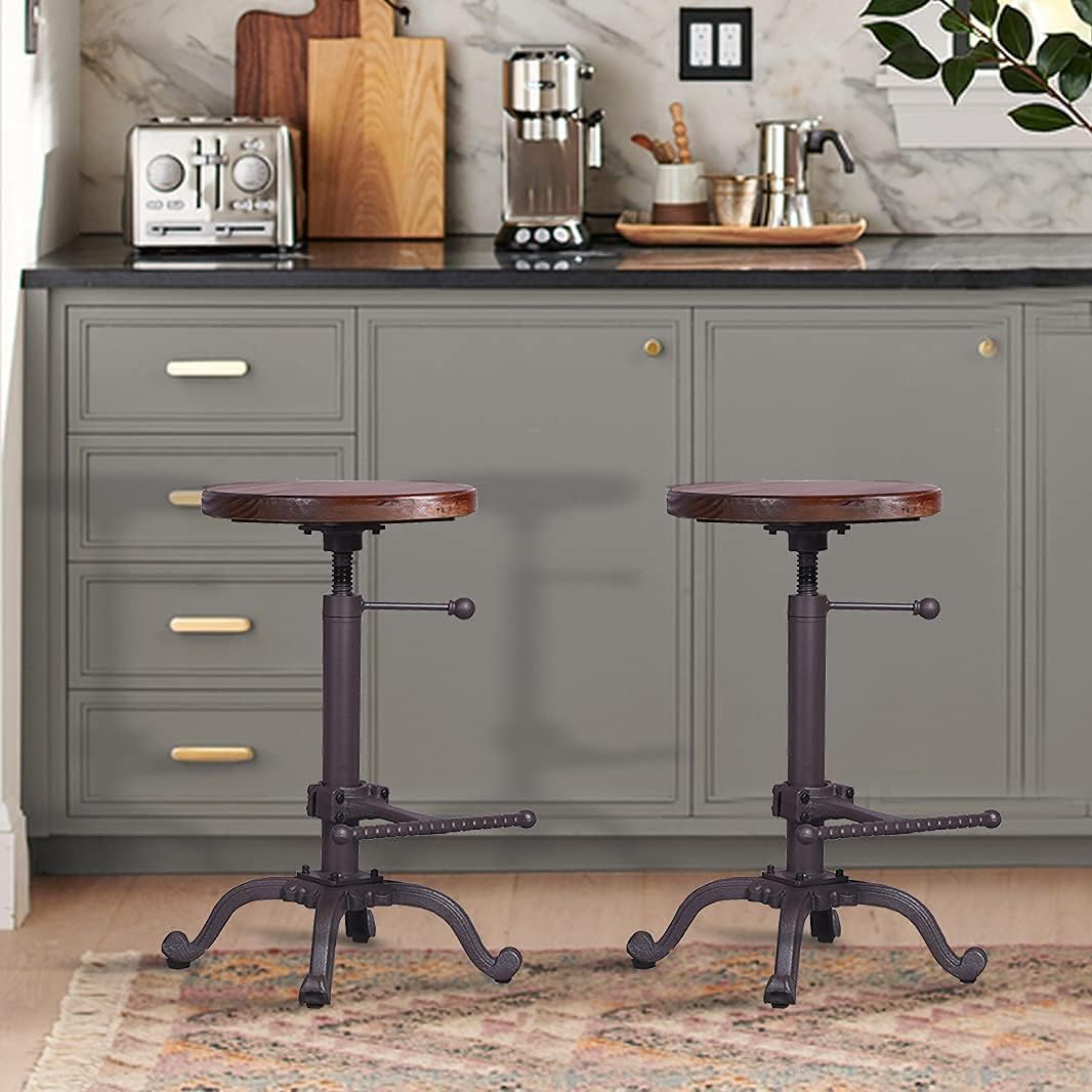 Rustic Swivel Adjustable 22-26 Bar Stool U2245