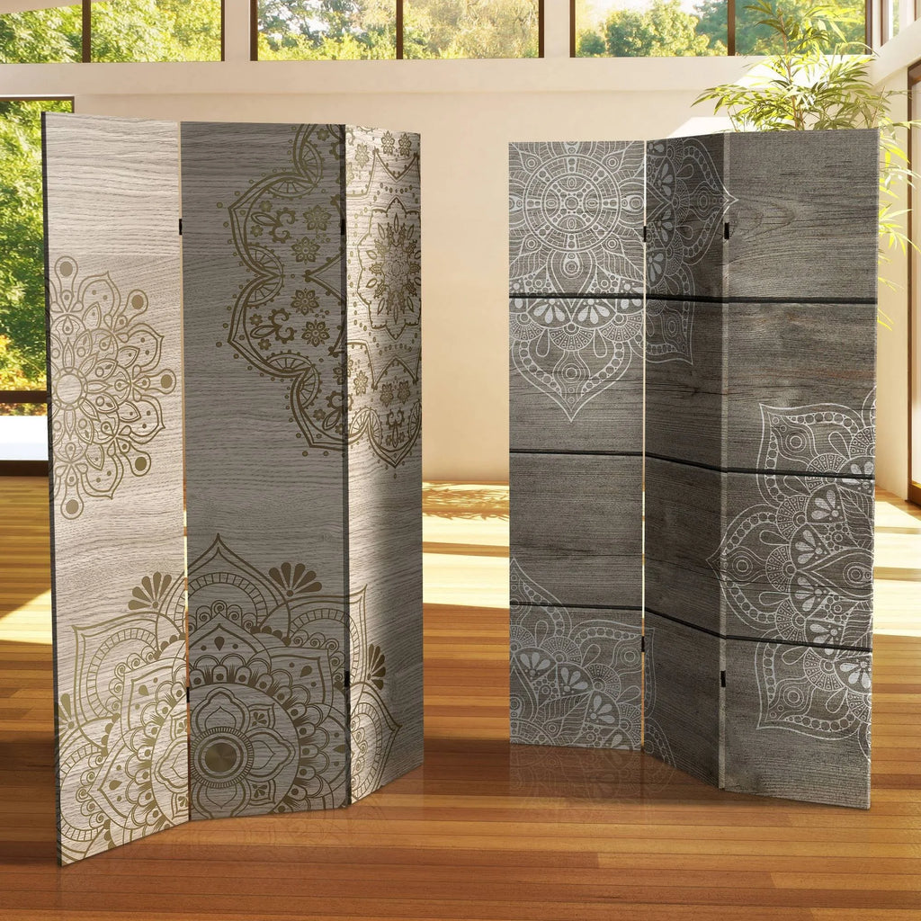 6 ft. Tall Double Sided Mandala Canvas Room Divider X3816