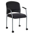 Black Fabric Rolling Visitors Chair with Casters E591